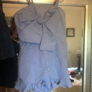 Bardot Girls blue and white striped jumper